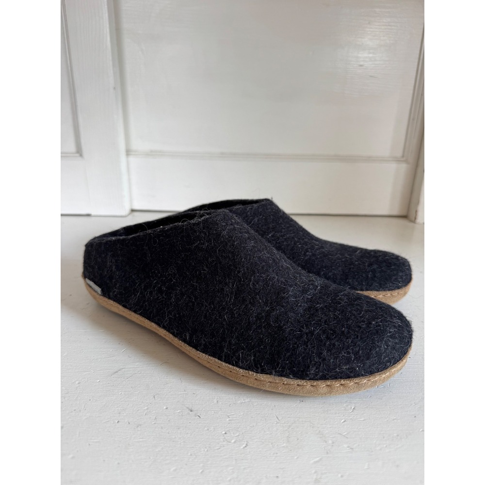 Glerups charcoal felted wool slip on with leather sole‎ size 41